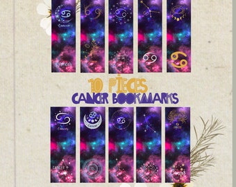 Cosmic Cycles: Cancer Zodiac Bookmarks for Astrology Devotees, Printable bookmark Bundle, Bookmark designes PNG, Horoscope, Bookmark  SVG