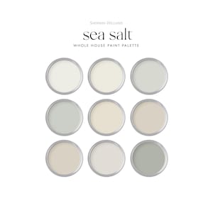 Sea Salt Whole House Paint Color Palette | Interior Paint Colors | Sherwin Williams | Drift of Mist | Coastal Home
