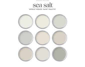 Sea Salt Whole House Paint Color Palette | Interior Paint Colors | Sherwin Williams | Drift of Mist | Coastal Home