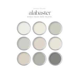 Alabaster Whole House Paint Color Palette | Interior Paint Colors | Sherwin Williams | Accessible Beige | Neutral Home