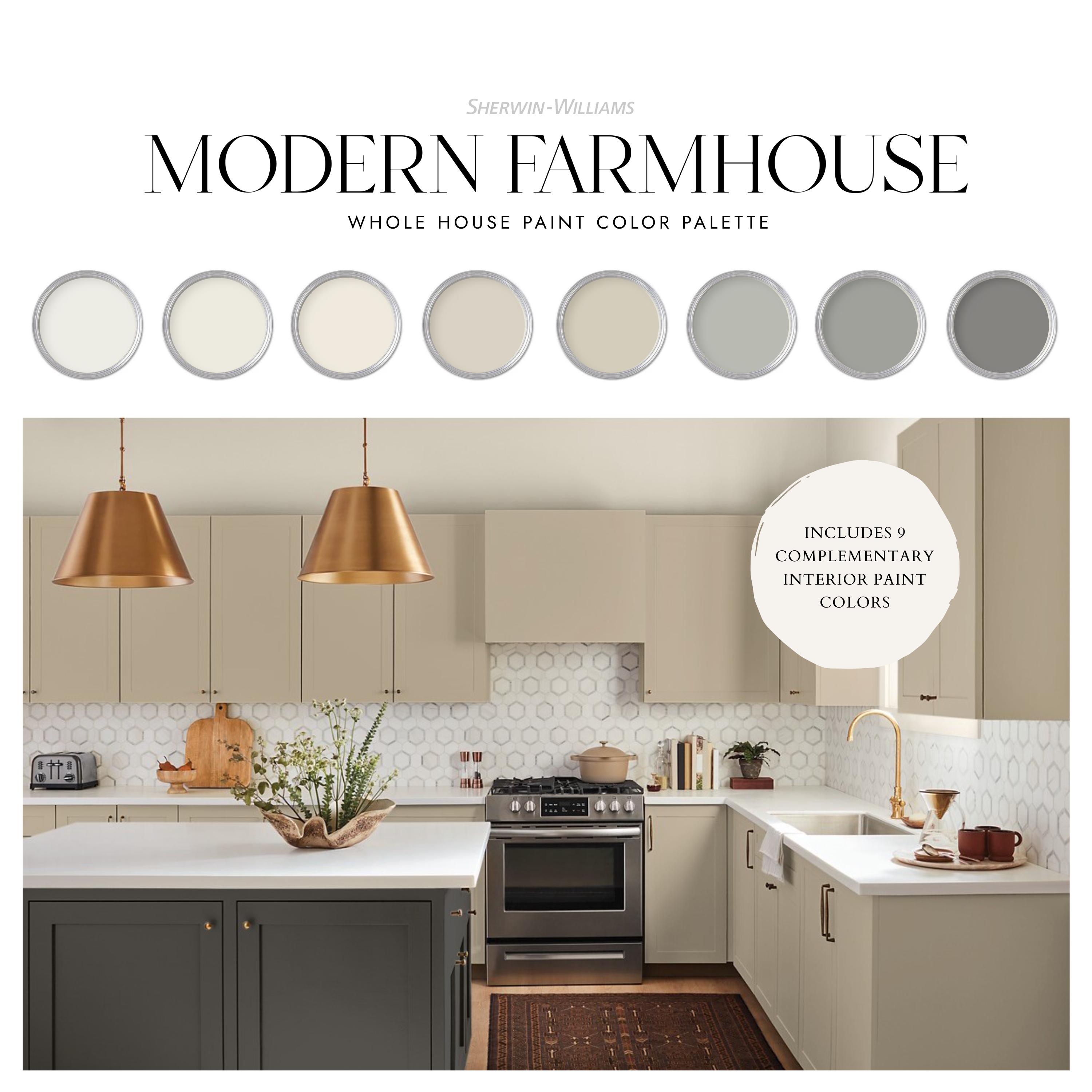 Modern Farmhouse Whole House Paint Color Palette | Interior Paint ...
