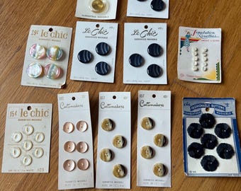 Vintage NOS Fashion Buttons Women’s Clothing Crafts In packaging