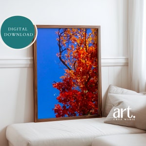 Póster de otoño, pintura digital, hermosa estética, arte de pared maximalista para el hogar, decoración de pared para sala de estar, regalo de inauguración de la casa, descarga digital