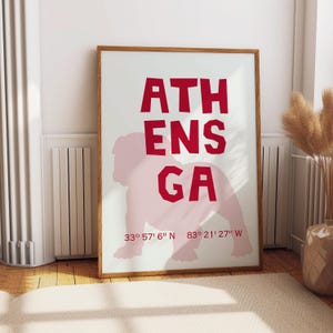 Athens GA art print, Athens Colorful Wall Art, College Poster, University of Georgia, UGA Poster, University of Georgia Art, dorm wall art