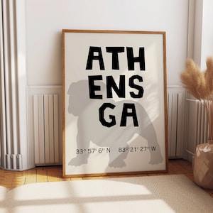 Athens GA art print, Athens Wall Art, UGA College Poster, University of Georgia, UGA Dawgs Poster, University of Georgia Girly Decor, Athens
