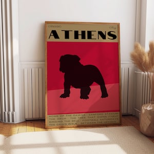 Athens GA art print, Athens Colorful Wall Art, College Poster, University of Georgia, UGA Poster, University of Georgia Art, dorm wall art
