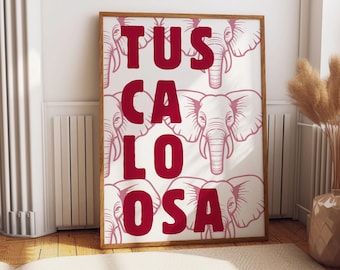 University of Alabama Digital Art, Bama Wall Art, College Poster, University of Alabama, Roll Tide, Tuscaloosa, Bama Art, Dorm Poster