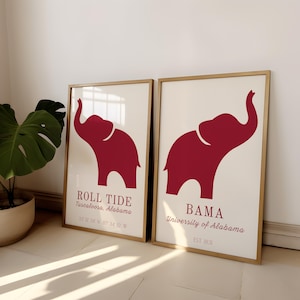 University of Alabama Digital Art, Bama Wall Art, College Poster, University of Alabama, Roll Tide, Tuscaloosa, Bama Art, Dorm Poster, Girly
