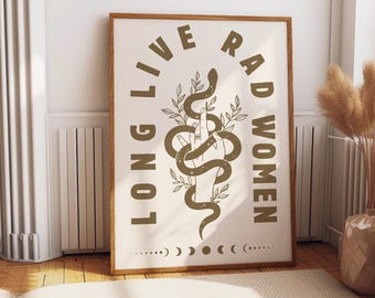 Rad Woman Digital Download, Women Art, Long Live, Alternative Wall Art, Grunge Art, Digital Art, Snakes, Trendy Grunge Art