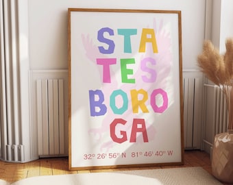 Statesboro GA Digital Download, Eagles Wall Art, College Poster, Georgia Southern University, GSU Eagles, Georgia Southern