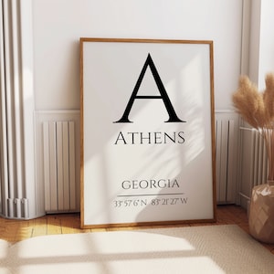 Athens GA art print, Athens Colorful Wall Art, College Poster, University of Georgia, UGA Poster, University of Georgia Art, dorm wall art
