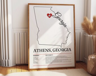 Athens GA art print, Athens Colorful Wall Art, College Poster, University of Georgia, UGA Dawgs Poster, University of Georgia Art, Go Dawgs