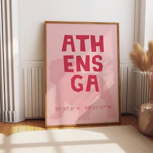 Athens GA art print, Athens Colorful Wall Art, College Poster, University of Georgia, UGA Dawgs Poster, University of Georgia Girly Decor