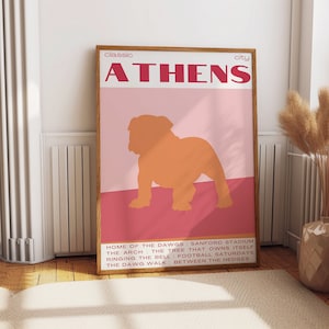 Athens GA art print, Athens Colorful Wall Art, College Poster, University of Georgia, UGA Poster, University of Georgia Art, dorm wall art