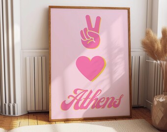 Athens GA art print, Athens Colorful Wall Art, College Poster, University of Georgia, UGA Poster, University of Georgia Art, dorm wall art