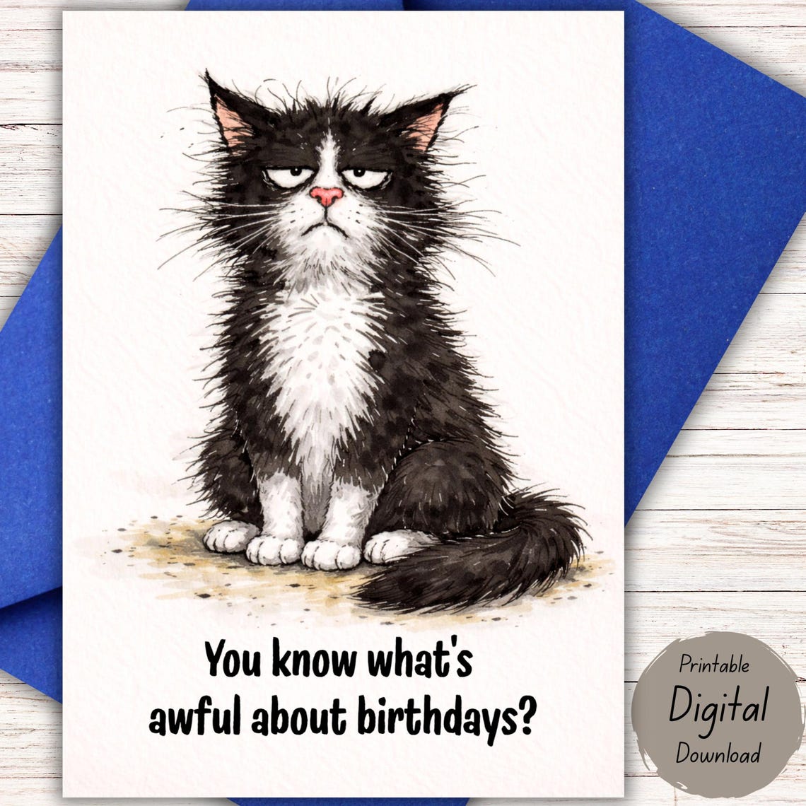 Funny Cat Birthday Card – Sarcastic Humor Card for Friend or ...