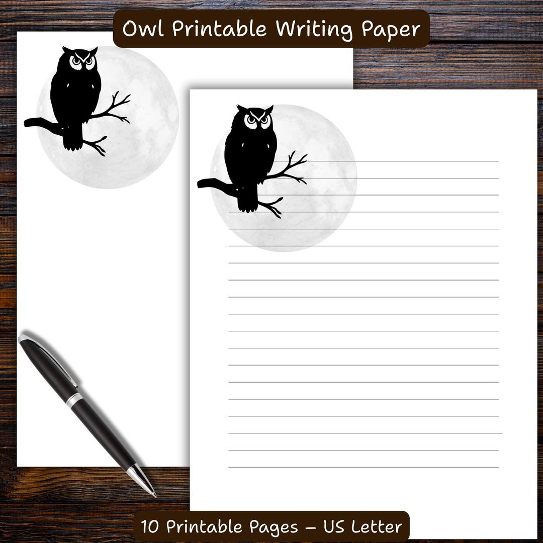 Owl Writing Paper Printable – Gothic Stationery – Dark Aesthetic Letter ...