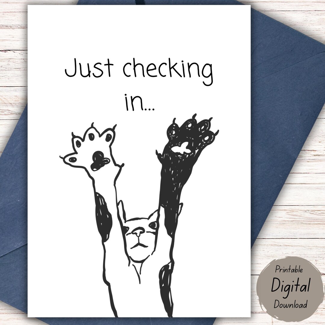 Cat Mem Check In Just Checking in Cat Card | Funny Support Card | Thinking of You Card ...