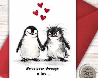 Funny Love Card for Long Term Relationship – We’ve Been Through a Lot – Printable Anniversary or Valentine Card for Husband or Wife