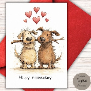 Funny Anniversary Card Printable, You’re Stuck With Me, Cute Dog Anniversary Card, Instant Download