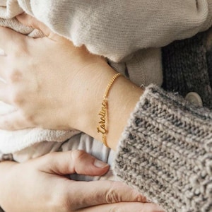Pulsera con nombre personalizado: pulsera con texto deseado, pulsera de la amistad, idea de regalo para mujeres, hombres y niños, joyería hecha a mano