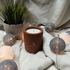Concrete candle | Cement candle | customizable | Red | Soy Wax, Gift, Vegan, Aroma, Handmade, Wedding, Fragrance, Wooden Wick