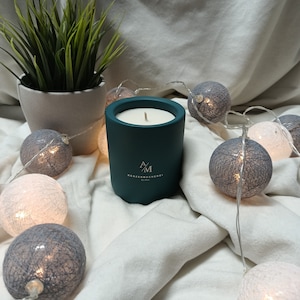 Concrete candle | Cement candle | customizable | Green | Soy Wax, Gift, Vegan, Aroma, Handmade, Wedding, Fragrance, Wooden Wick