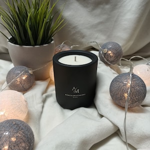 Concrete candle | Cement candle | customizable | Black | Soy Wax, Gift, Vegan, Aroma, Handmade, Wedding, Fragrance, Wooden Wick