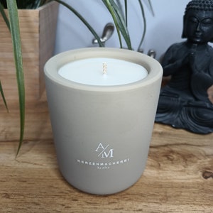 Concrete candle | Cement candle | customizable | Taupe | Soy Wax, Gift, Vegan, Aroma, Handmade, Wedding, Fragrance, Wooden Wick