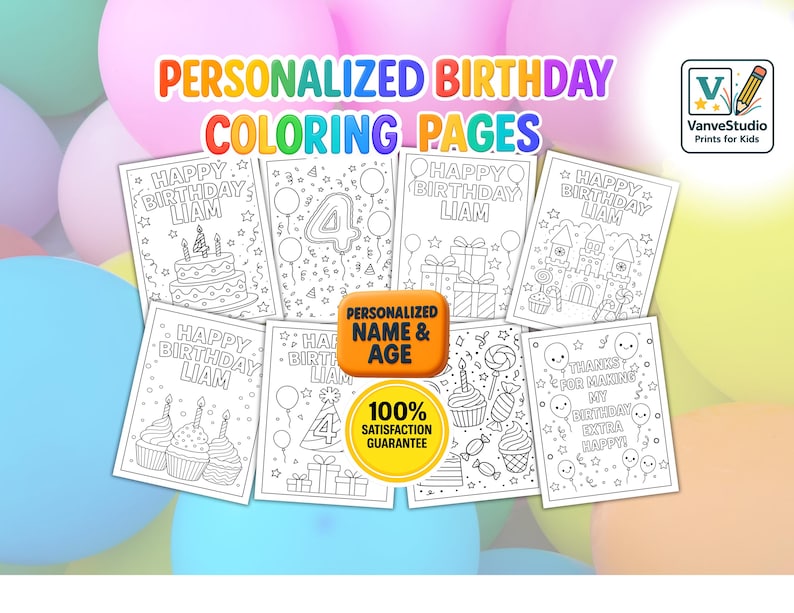 Personalized Birthday Coloring Pages: Custom Name & Age (PDF Download ...