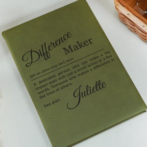 Personalized Difference Maker Journal, Custom Difference Maker Definition Gift, Coworker Christmas Gift,Mentor Gift Notebook,Gift for Leader