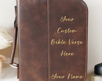 Custom Leather Bible Cover, Personalized Bible Case, Engraved Large Book Cover, Personalized Gift for Her,Bible Bag for Women,Christmas Gift