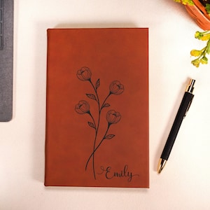 Custom Leather Journal, Personalized Journal with Initials, Engraved Monogram Journal, Travel Notebook with Name, Mom Gift for Her,Christmas