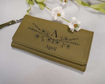 Personalized Womens Wallet, Custom Leather Purse, Leather Women Wallet With Zipper, Custom Wallet, Gift For Her, Mom gift, Billfold, Clutch