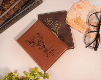 Birth Flower Passport Holder with Name, Custom Passport Cover, Personalized Gift for her, Passport Case for Women, Monogram, Christmas Gift