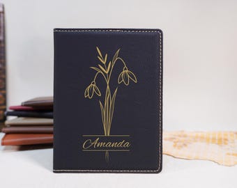 Birth Flower Passport Holder with Name, Custom Passport Cover, Personalized Gift for her, Passport Case for Women, Monogram, Christmas Gift
