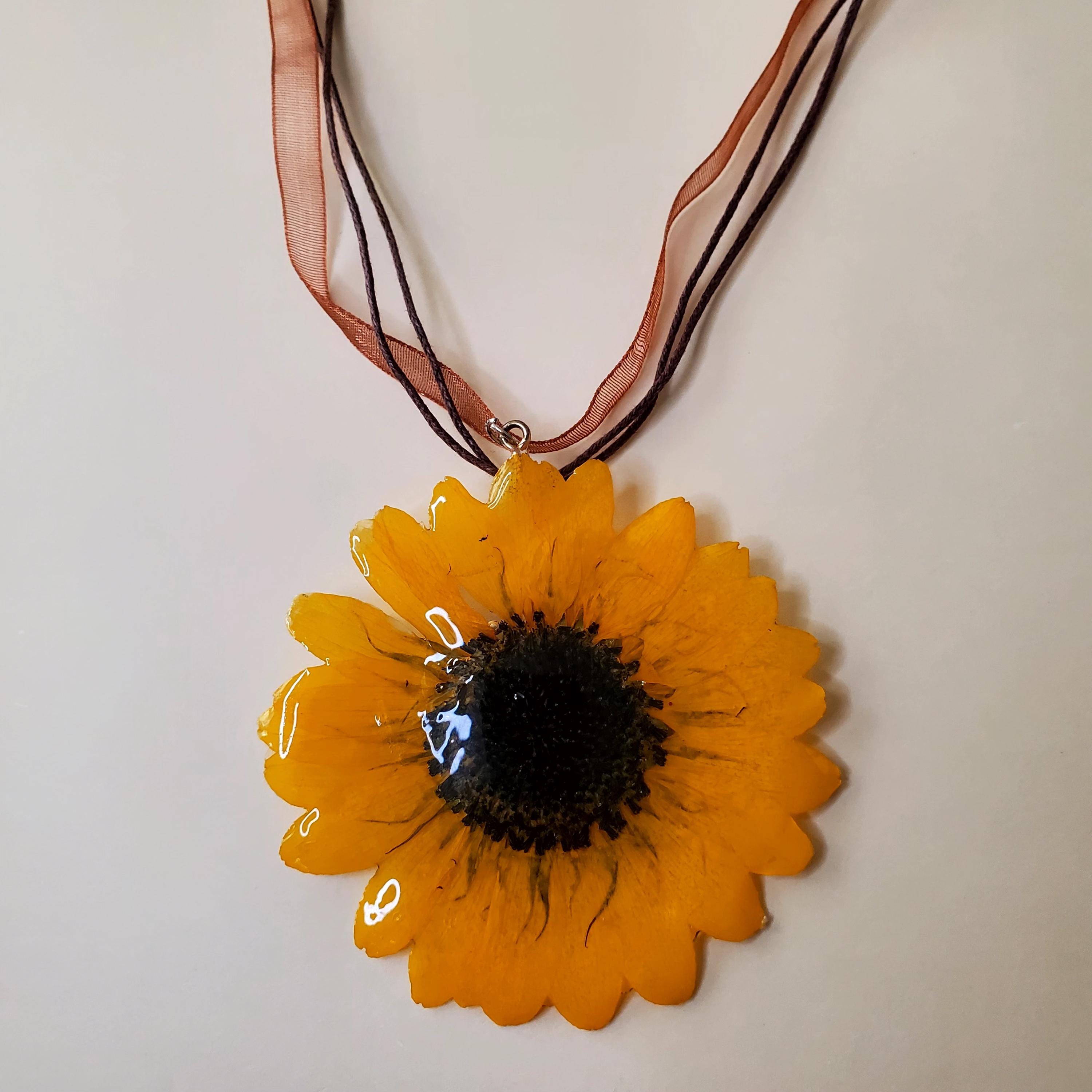 Resin Sunflower Necklace - Etsy
