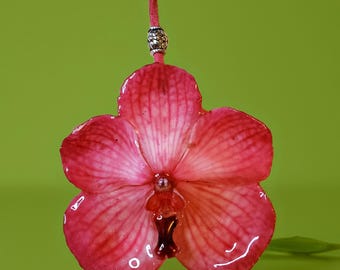 Real Orchid Flower Necklace: Resin-Preserved, Hypoallergenic
