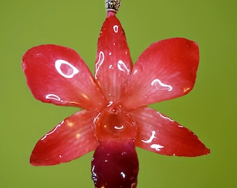 Real Orchid Flower Necklace: Resin Preserved, Hypoallergenic Jewelry