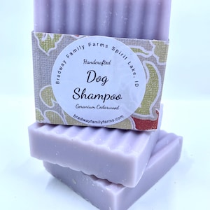 All Natural DOG SHAMPOO Bar, Handcrafted Homemade Doggie Shampoo, Dog Soap, Geranium Cedarwood Scent