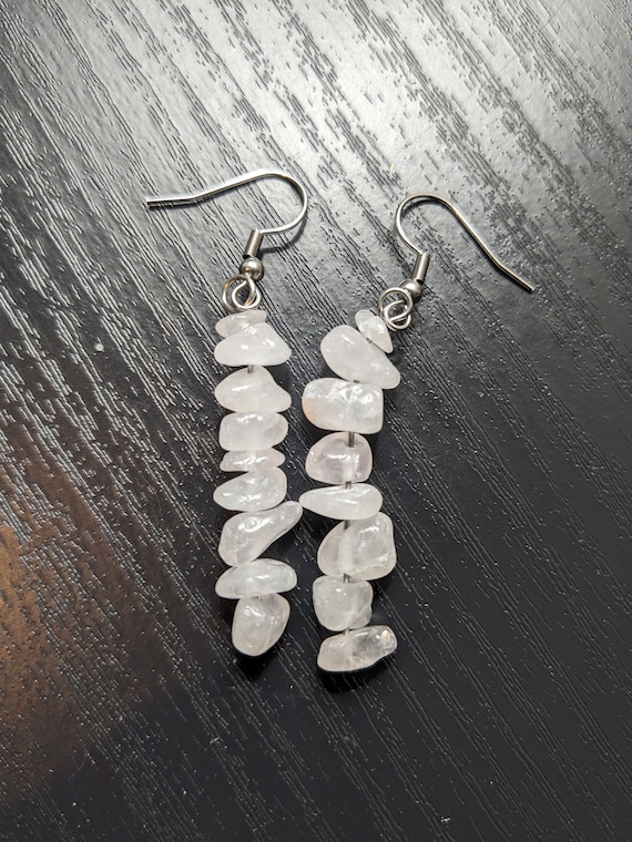 Rose Quartz Crystal Chip Earrings