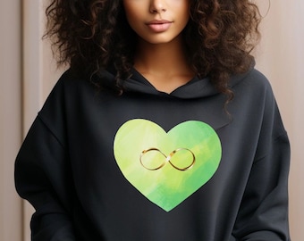 Green Infinity Heart Hoodie, St Patricks Day Lover Gift