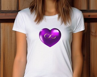 Purple Heart Infinity-skjorta: Romantisk grafisk t-shirt