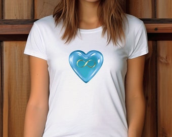 Blå Infinity Heart-tröja: Romantisk grafisk t-shirt
