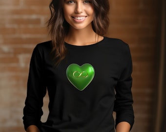 Green Heart Infinity Shirt: Romantic Lover Tee
