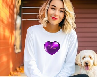 Purple Heart Infinity Shirt: Romantic Graphic Tee