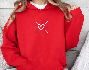 Strålande hjärttröja, hjärttröja, söt yogatröja, kärlekströja, älsklingströja, romantisk tröja, söt resetröja, söt träningströja