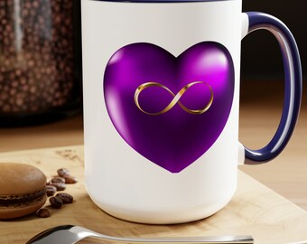 Purple Heart Infinity Kaffemugg, Present till henne, 435 ml