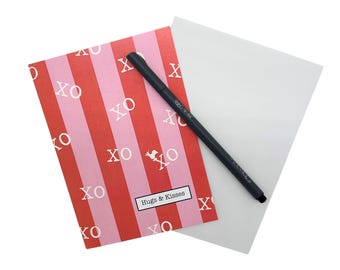 XOXO Card – Love, Hugs & Kisses Greeting Card, Blank Inside