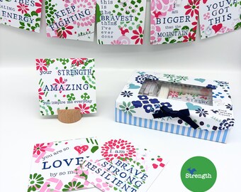 Daily Strength Card Set, Positive Energy Keepsake Gift, Uplifting Gift for Her, Kind Words to Keep